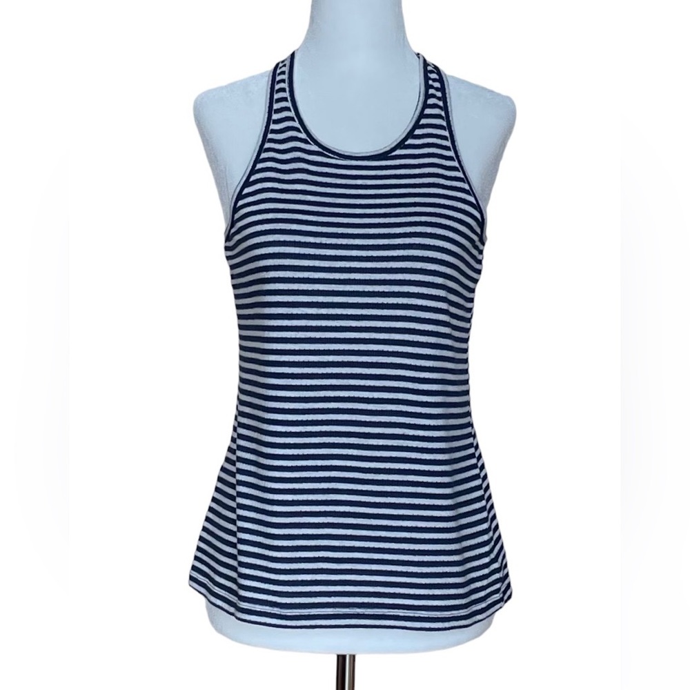 Sanctuary Soft Racerback Tank in Navy and White Stripes